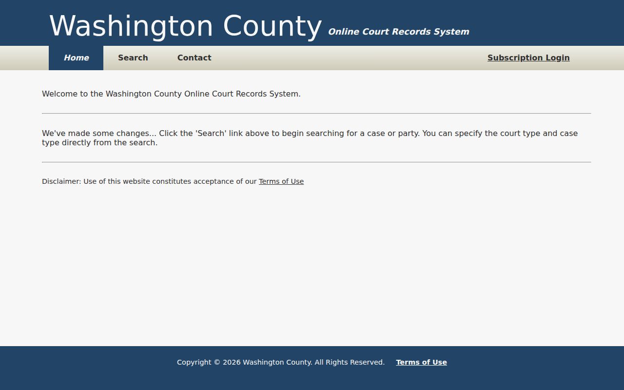 Washington County case lookup portal landing page